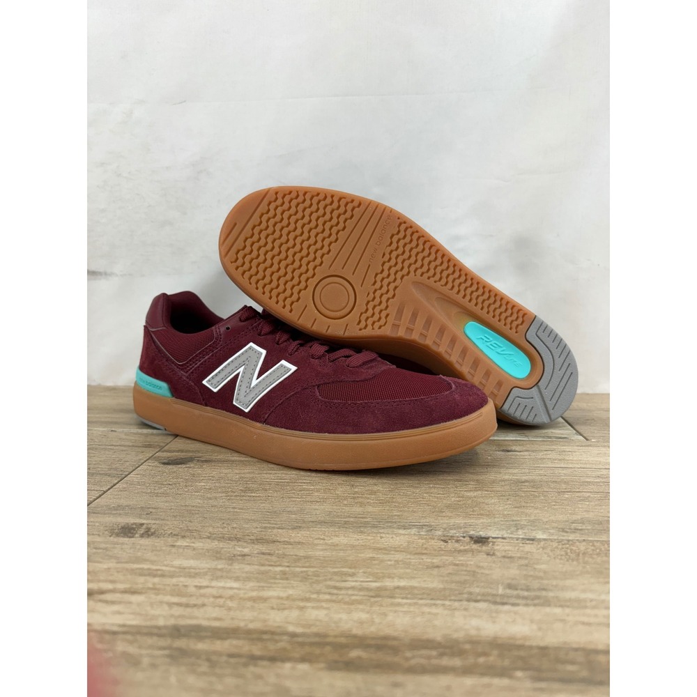 New Balance AM574HNS Mens 9.5 Burgundy Suede Skate Shoes Gum Sole Low Top - Picture 5 of 9